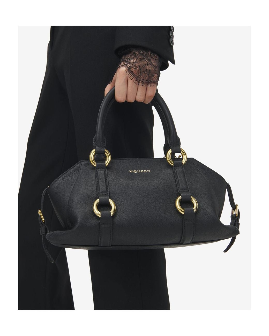 McQueen Black Farringdon Medium Tote Bag