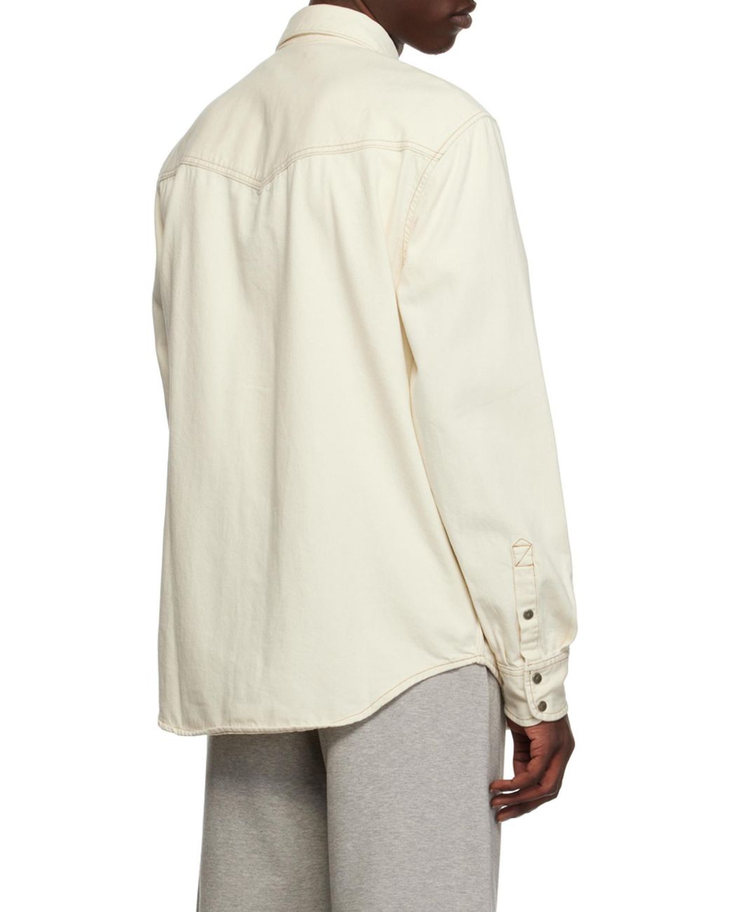 DIESEL White Logo-Embroidered Denim Shirt for men