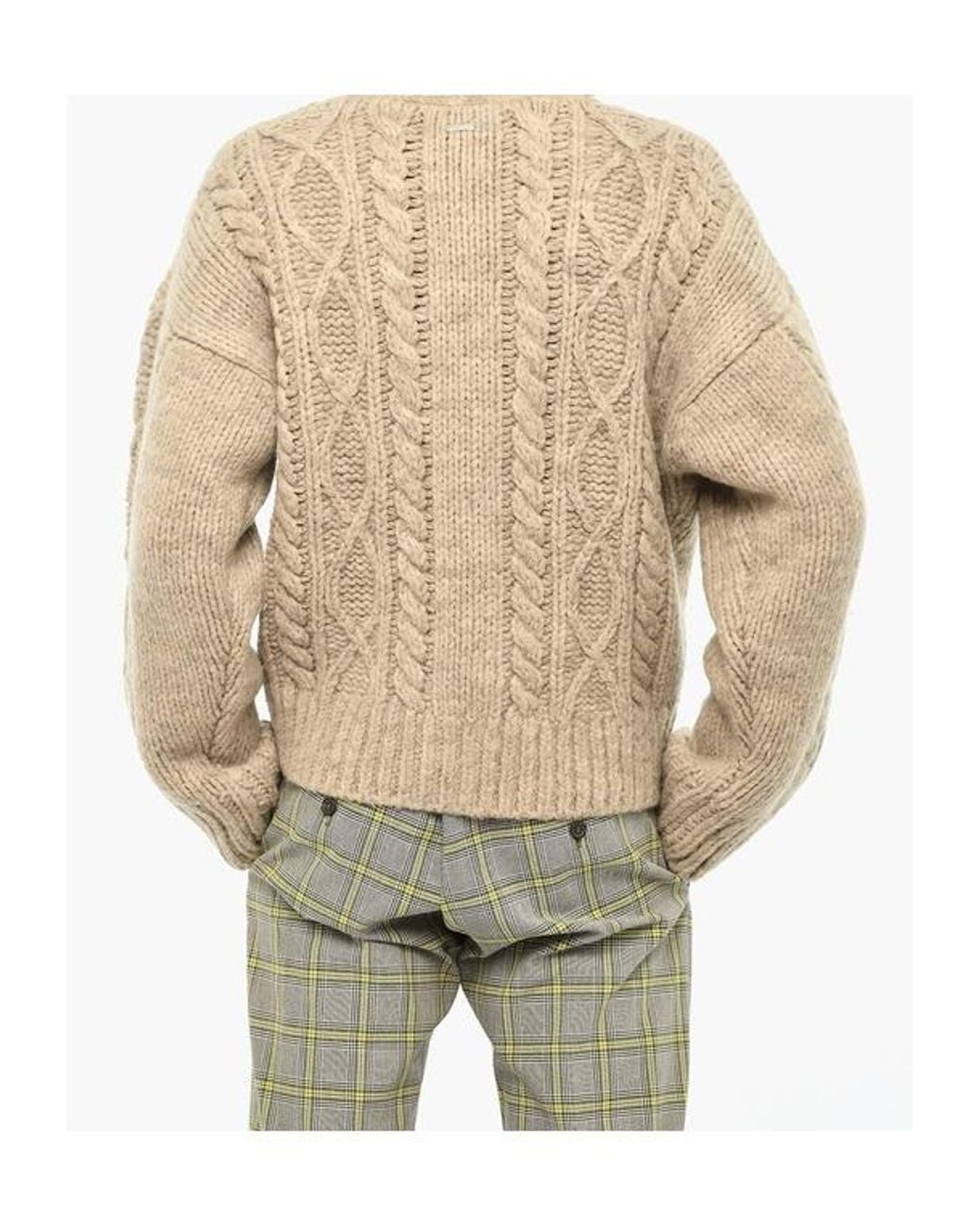 DSquared² Natural Cable-Knit V-Neck Cardigan for men