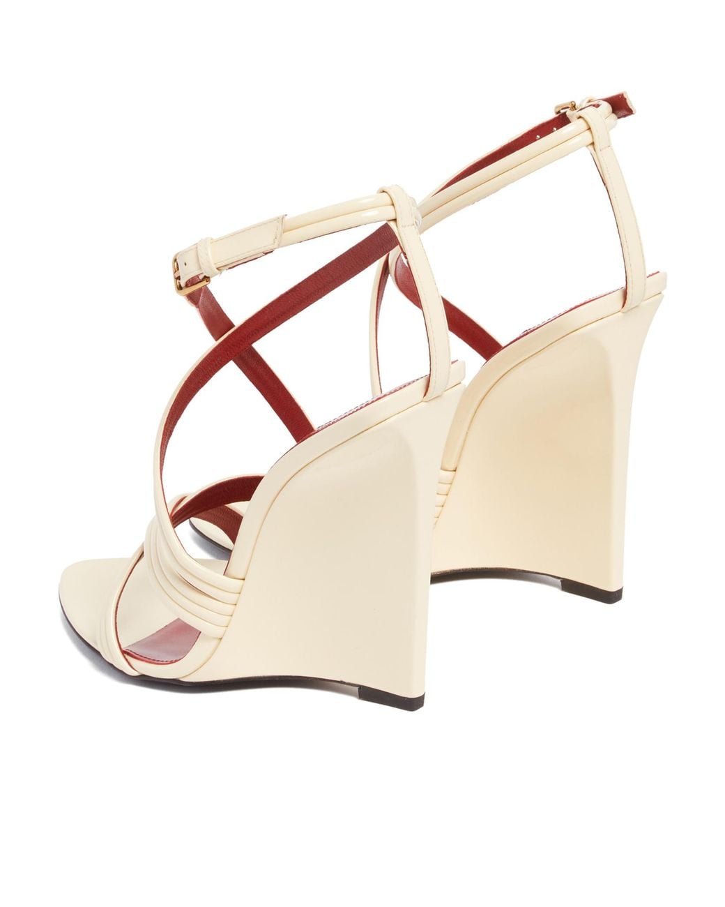 Saint Laurent Metallic Open Toe Wedge Sandals