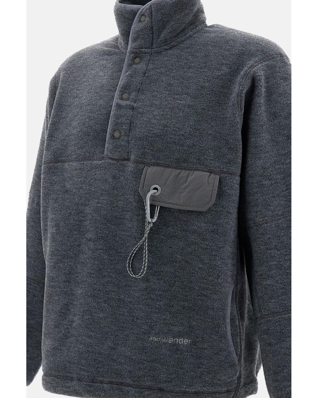 And Wander Blue Fleece-Knit Panelled Sweatshirt for men