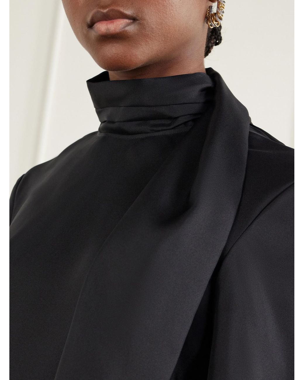 Rohe Black Tie-Detailed Silk-Satin Blouse