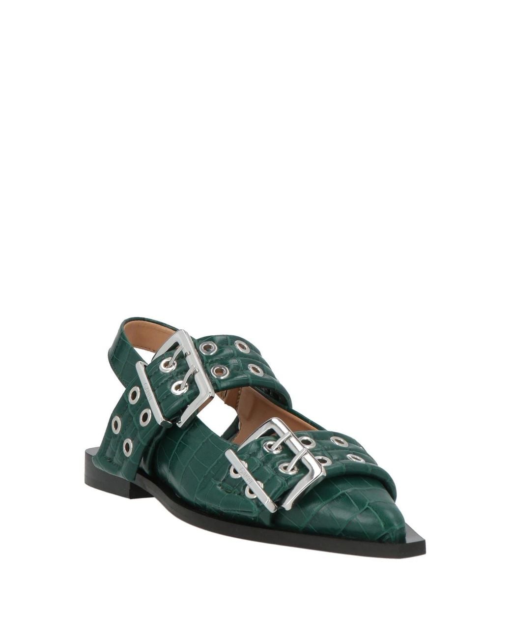 Ganni Green Slingback Ballet Flats