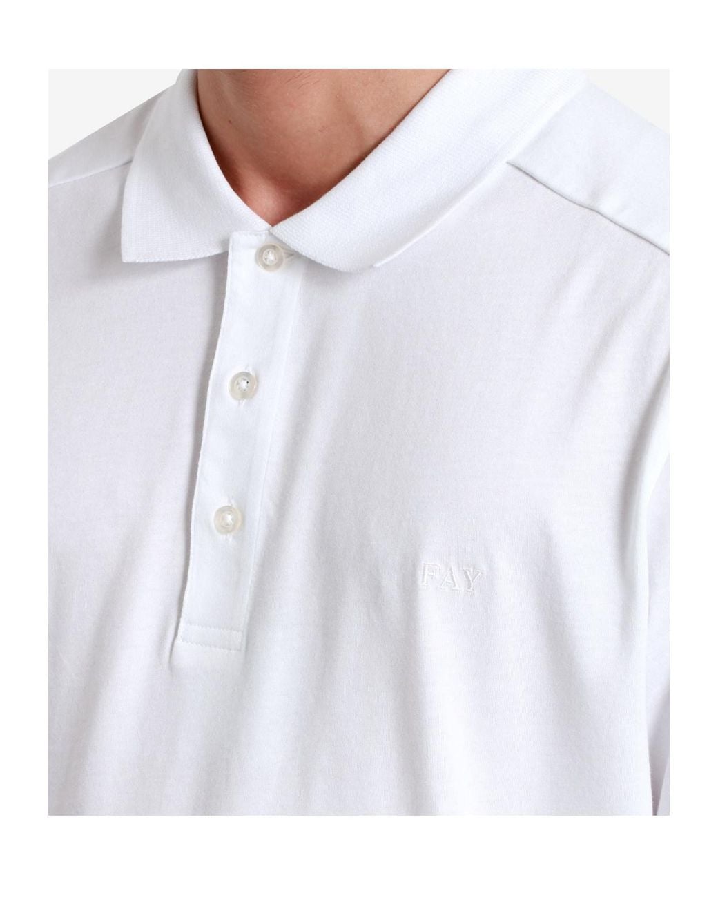 Fay White Logo-Embroidered Polo Shirt for men