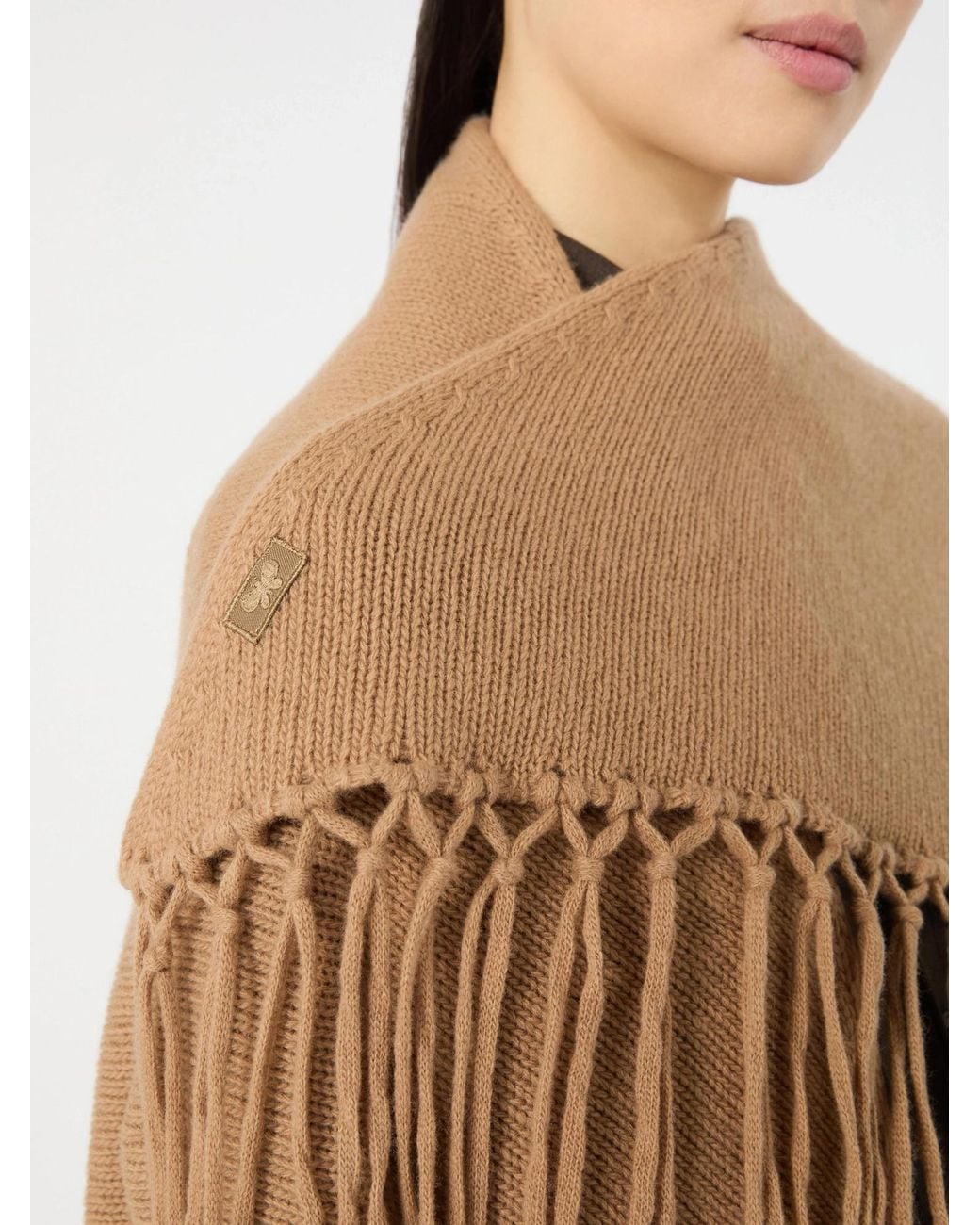 Weekend by Maxmara Natural Fringed Wool Shawl
