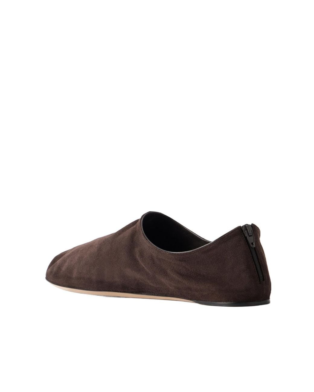 The Row Brown Stellene Moka Goat Suede Slippers