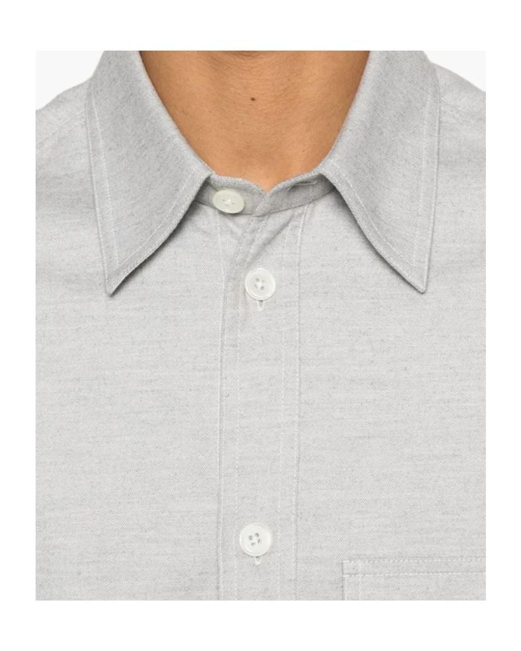 Thom Browne White 4-Bar Flannel Shirt for men