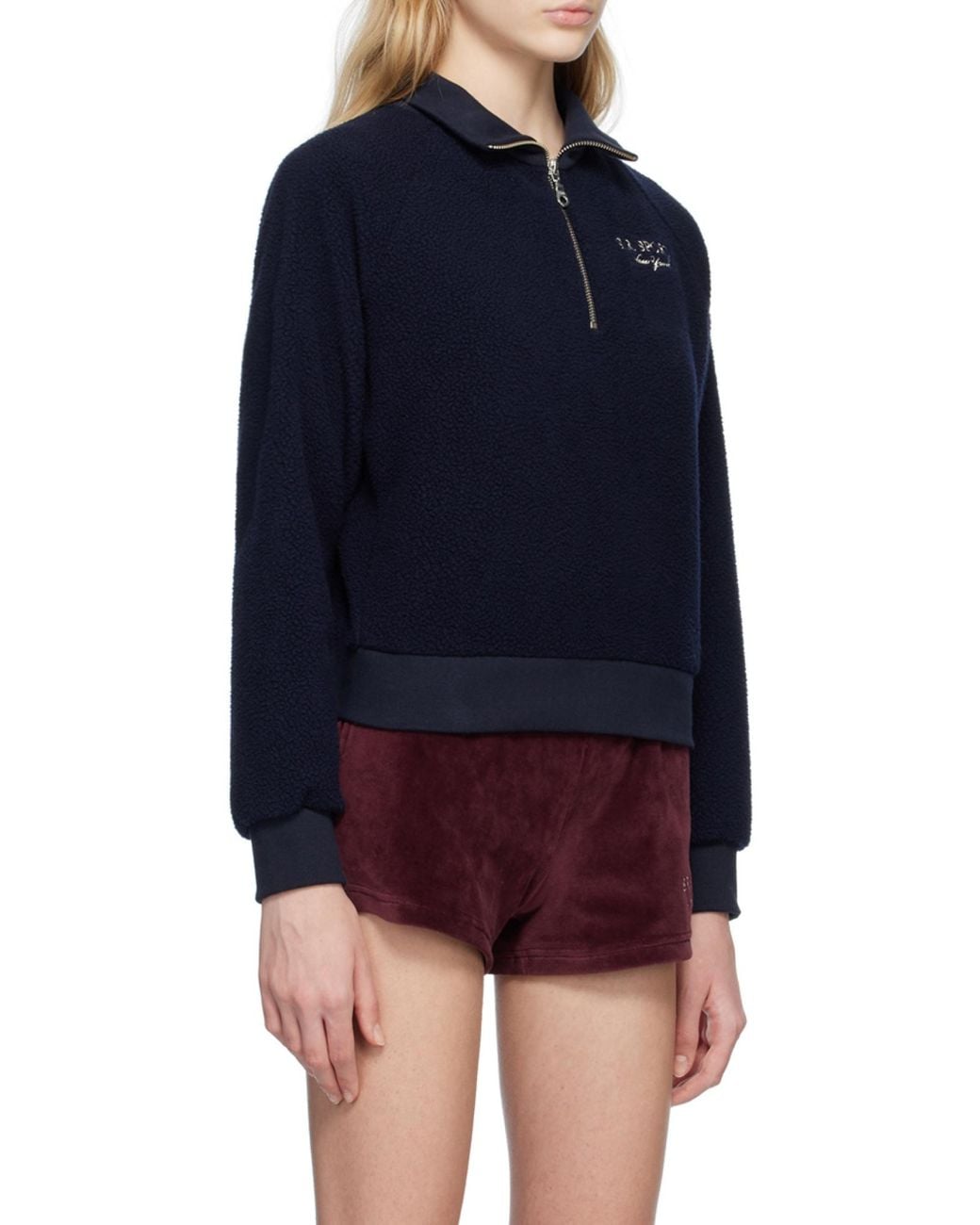 Sporty & Rich Blue Half-Zip Fleece Sweatshirt