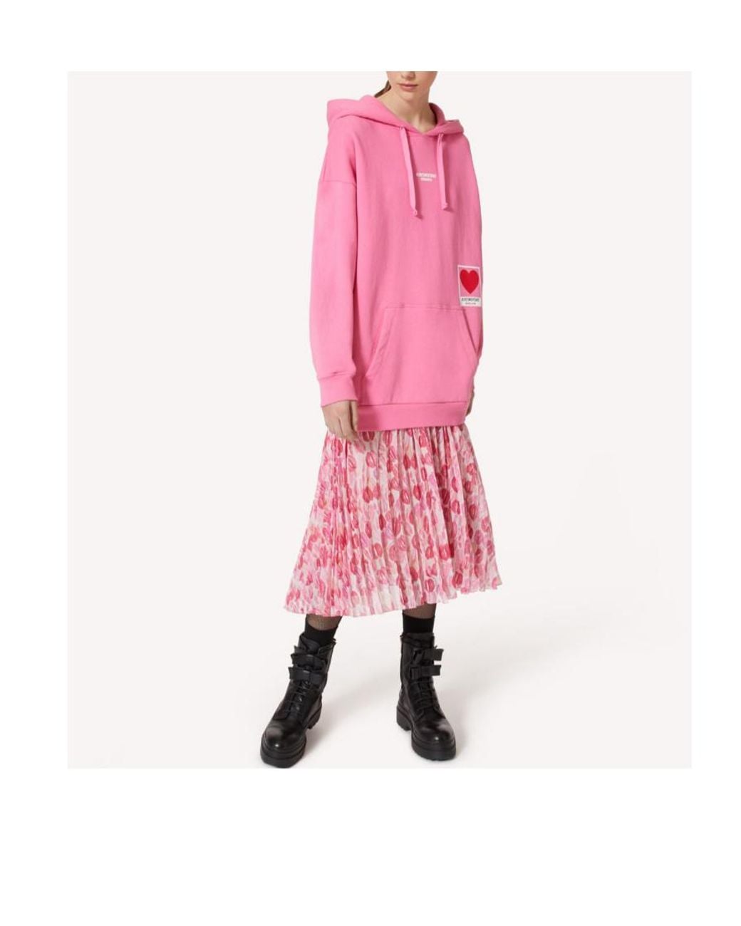 RED Valentino Pink Lip Printed Midi Skirt