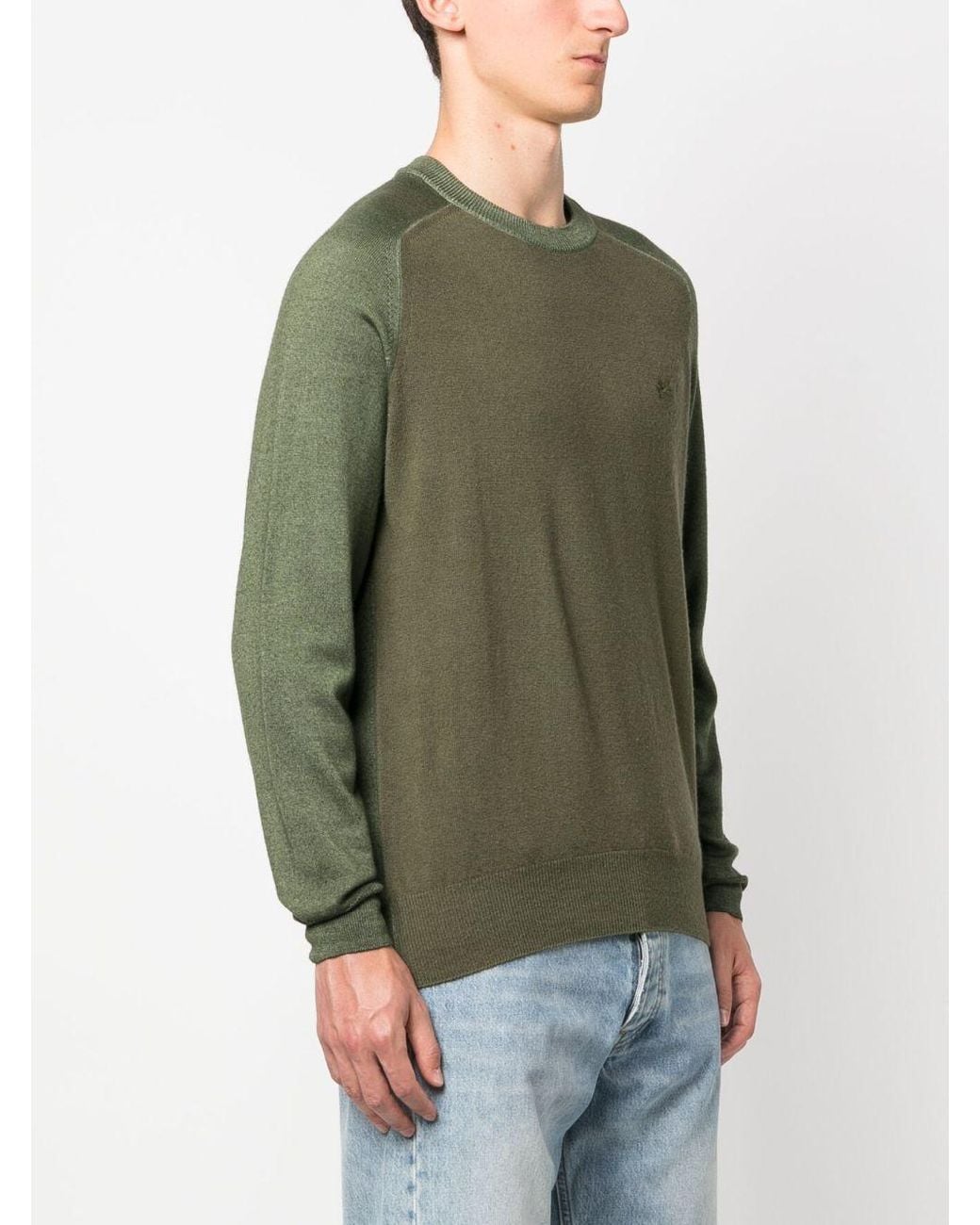 Etro Green Logo-Embroidered Crewneck Knitted Jumper for men