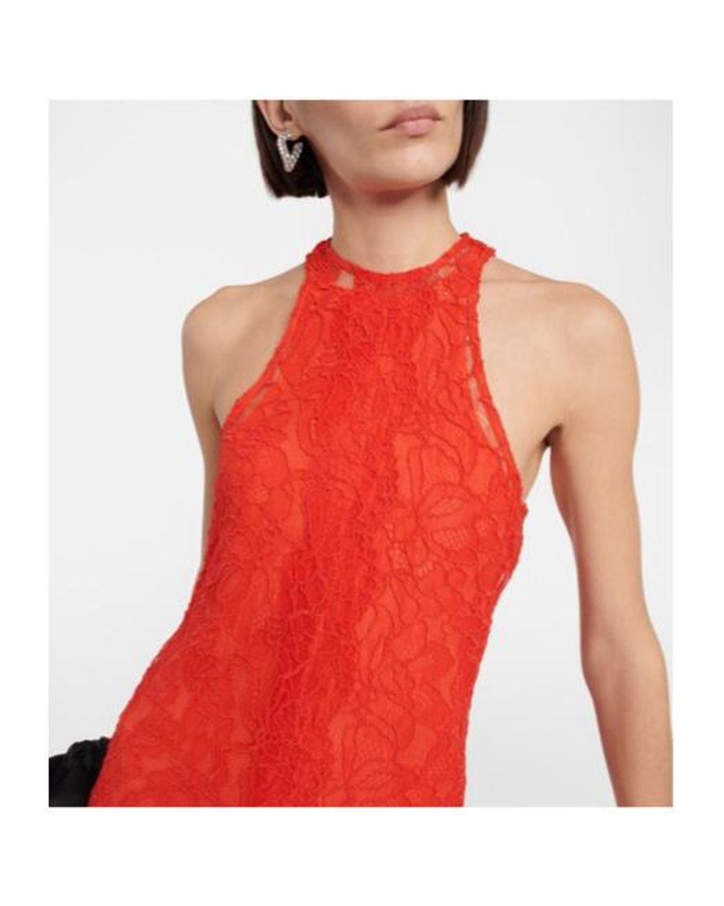 Ganni Red Mid-Length Lace Dress