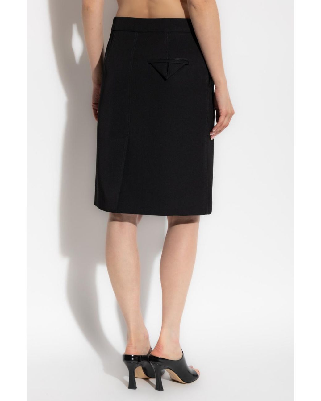 Bottega Veneta Black Slit Detailed Midi Skirt