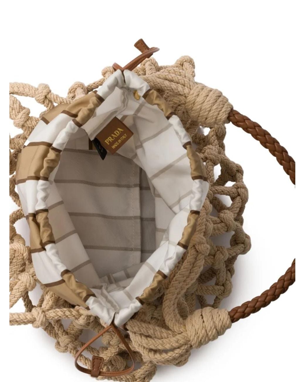 Prada Natural Medium Macramé Tote Bag
