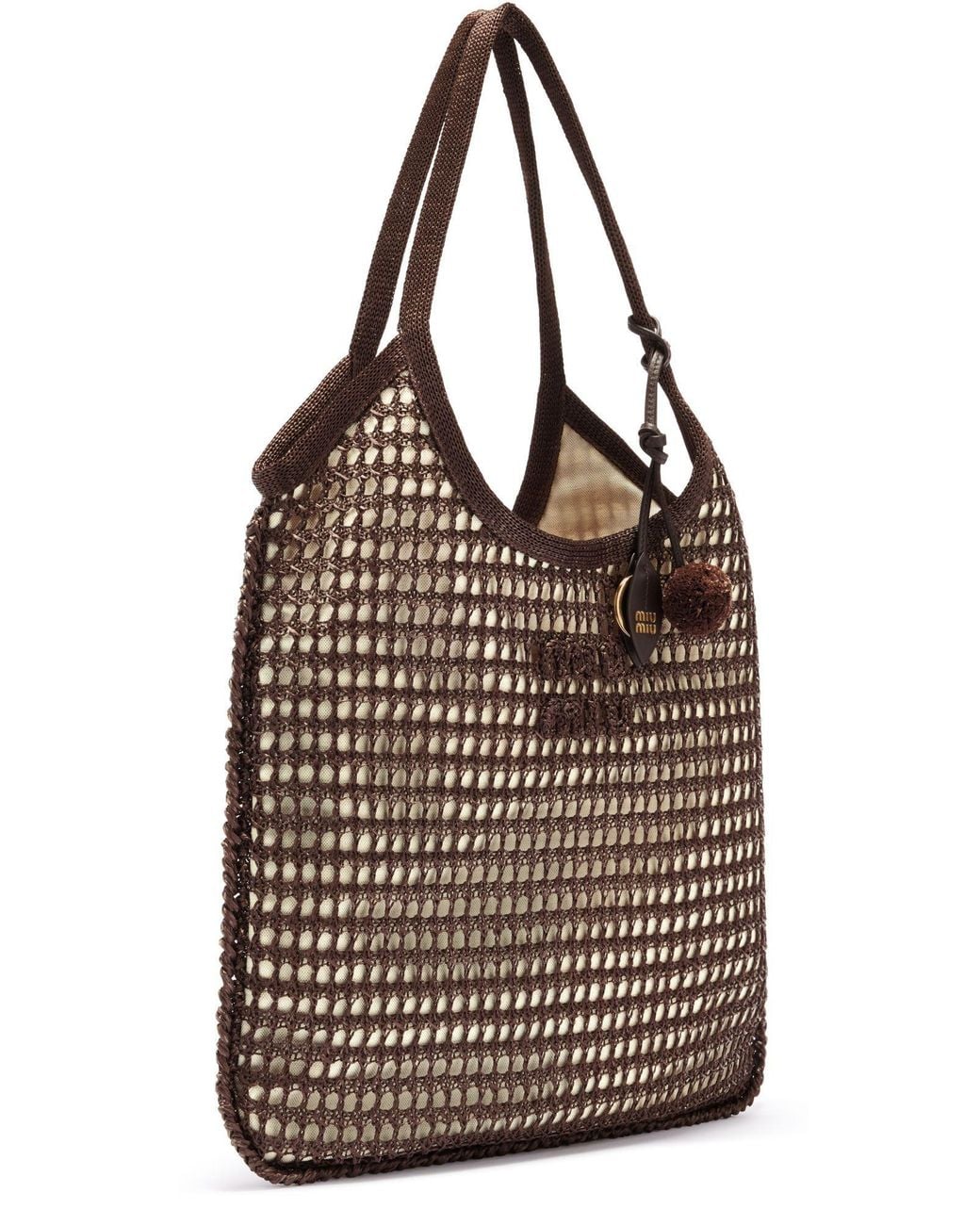 Miu Miu Brown Crochet Shoulder Bag