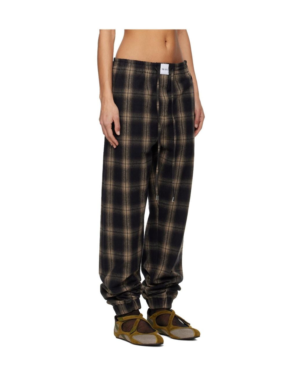 The Attico Black Plaid Casual Pants