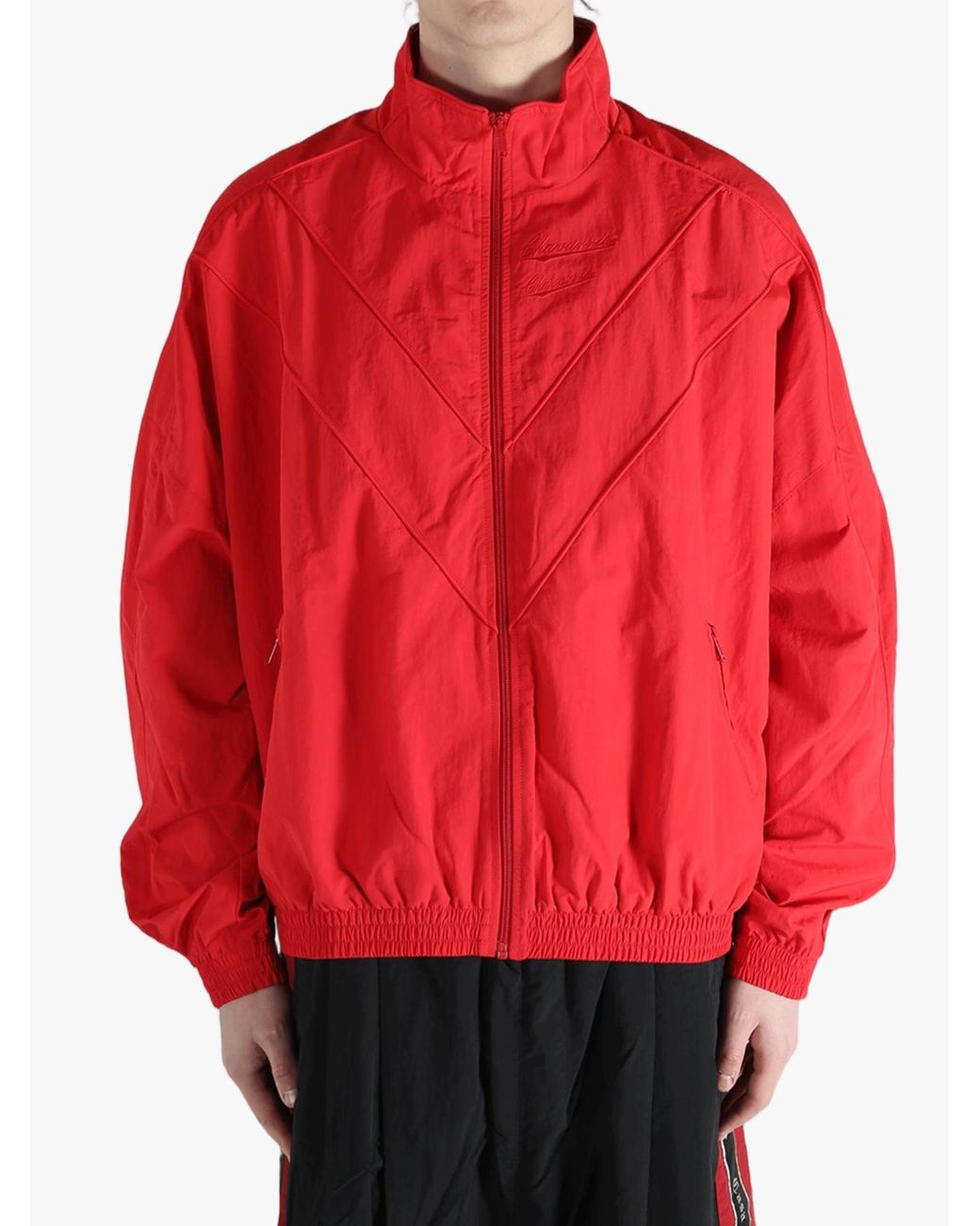 Willy Chavarria Red Chevron Zip-Up Jacket for men
