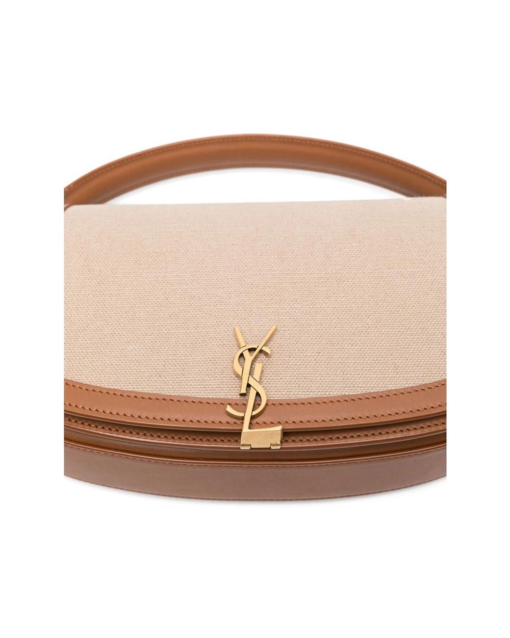 Saint Laurent Natural Logo Plaque Foldover Top Tote Bag