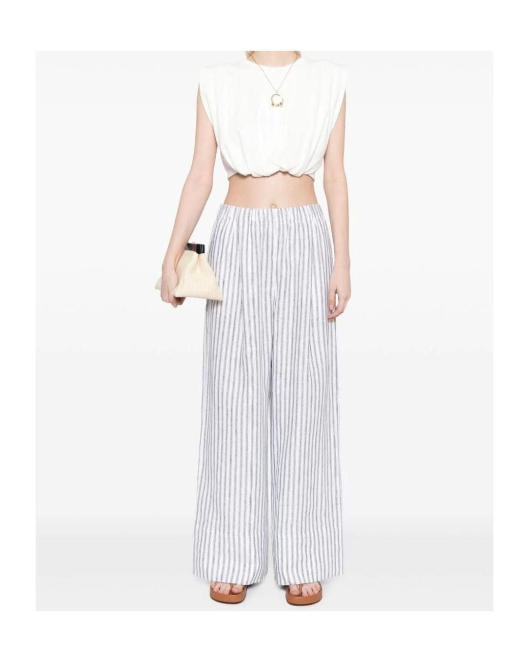 Reformation White Fernando Linen Trousers