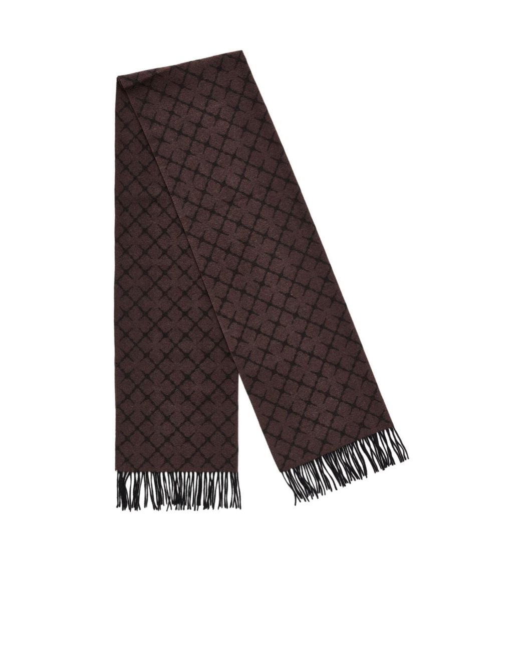 By Malene Birger Black Fringed Patterned Scarf