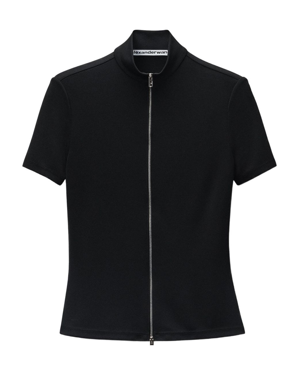 Alexander Wang Black Rashguard Mock Neck Zipped Top