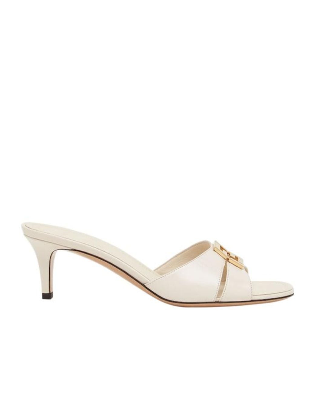 Fendi Natural Ffold Logo Plaque Sandals