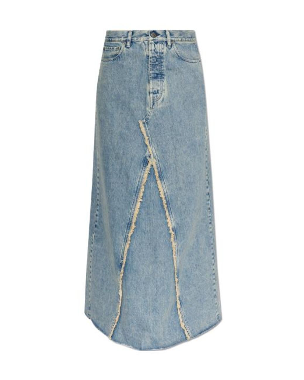Maison Margiela Blue Raw Hem Denim Maxi Skirt