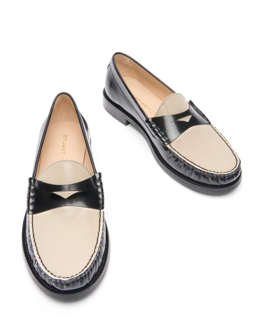 Stuart Weitzman Black Round Head Loafer Shoes