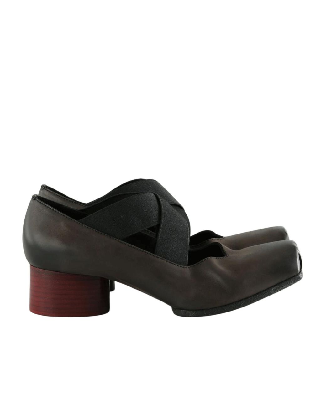 Uma Wang Black Square-Toe Ballet Flats
