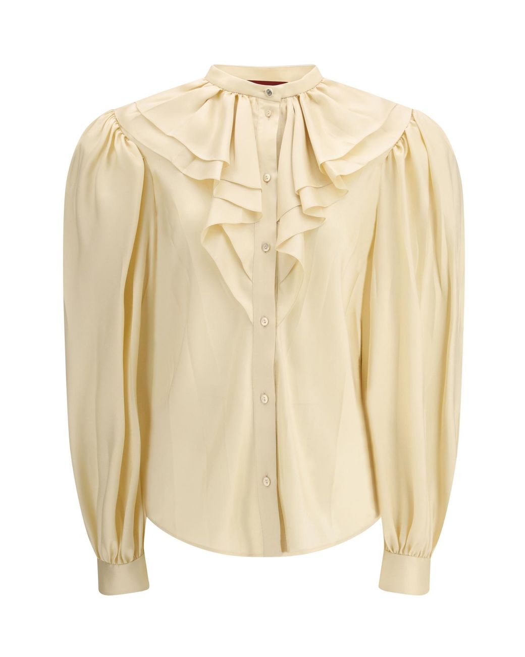 Gucci Natural Ruffle Trim Twill Shirt
