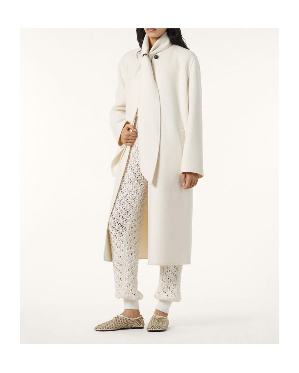 Loro Piana White Aida Openwork Knit Trousers