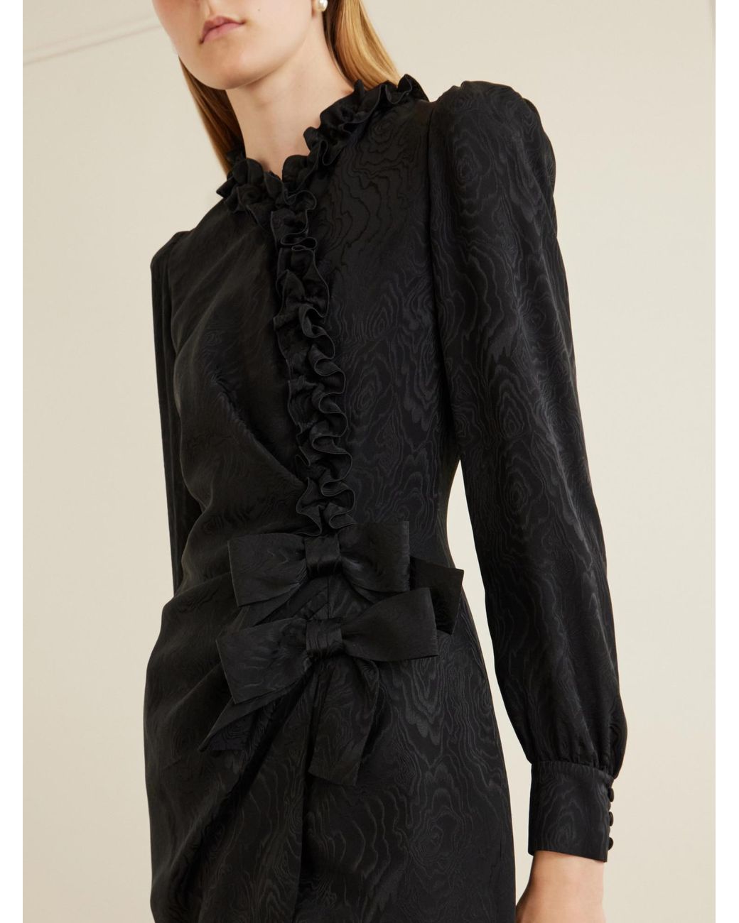 Alessandra Rich Black Silk-Jacquard Mini Dress