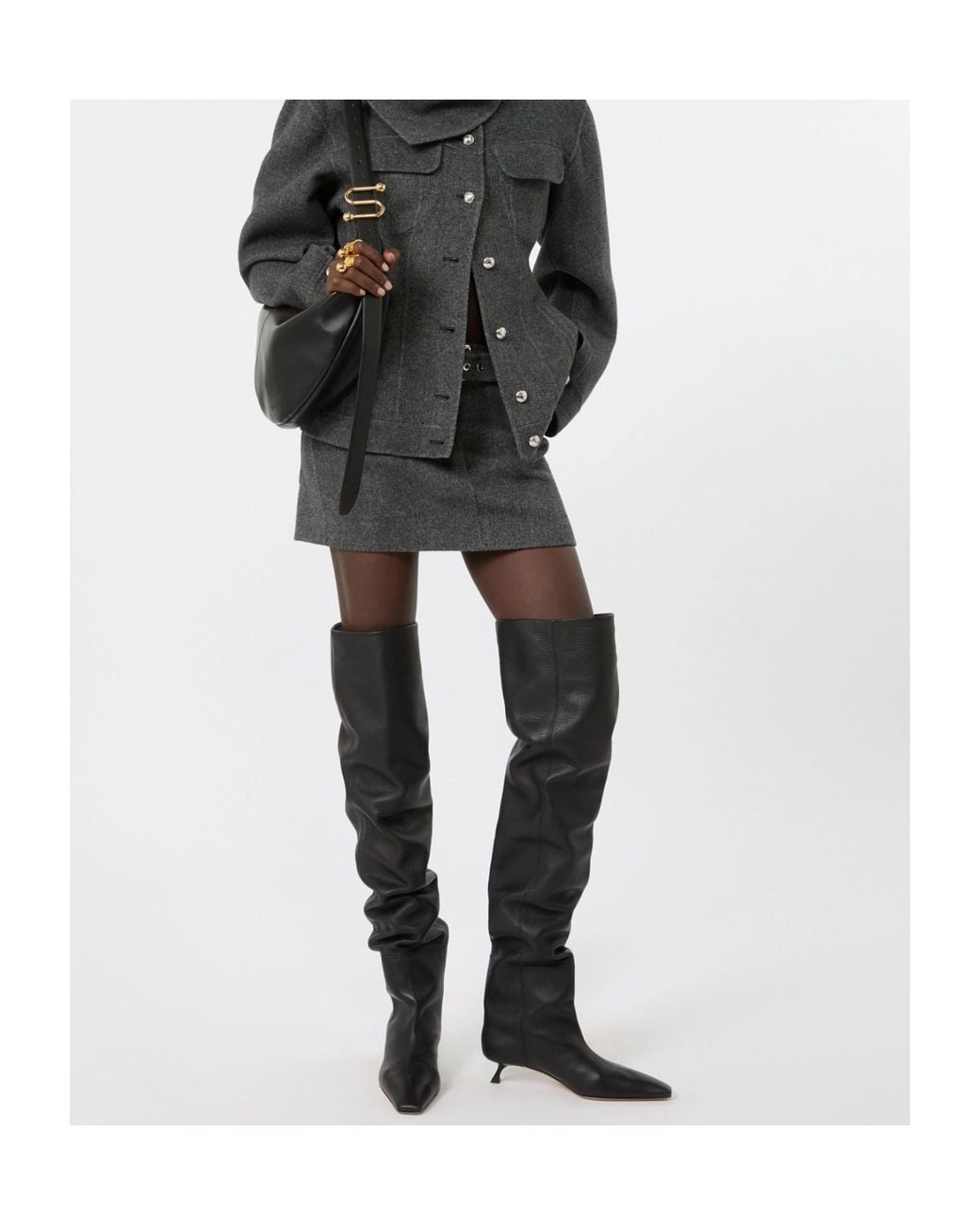 Sportmax Gray Short Pure Wool Skirt