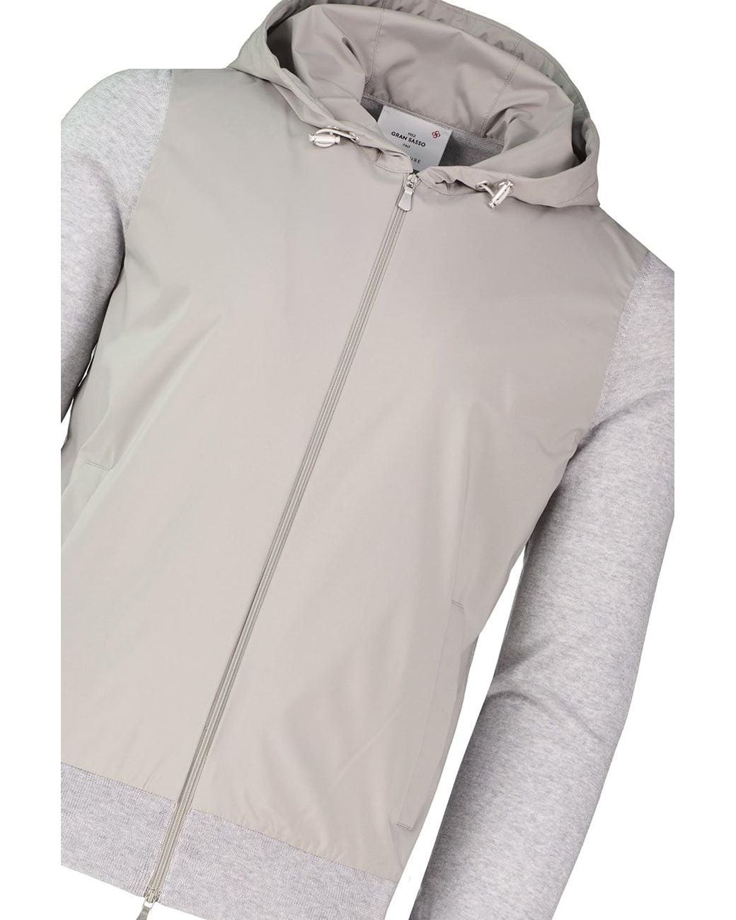 Gran Sasso Gray Zipped Hooded Jacket for men