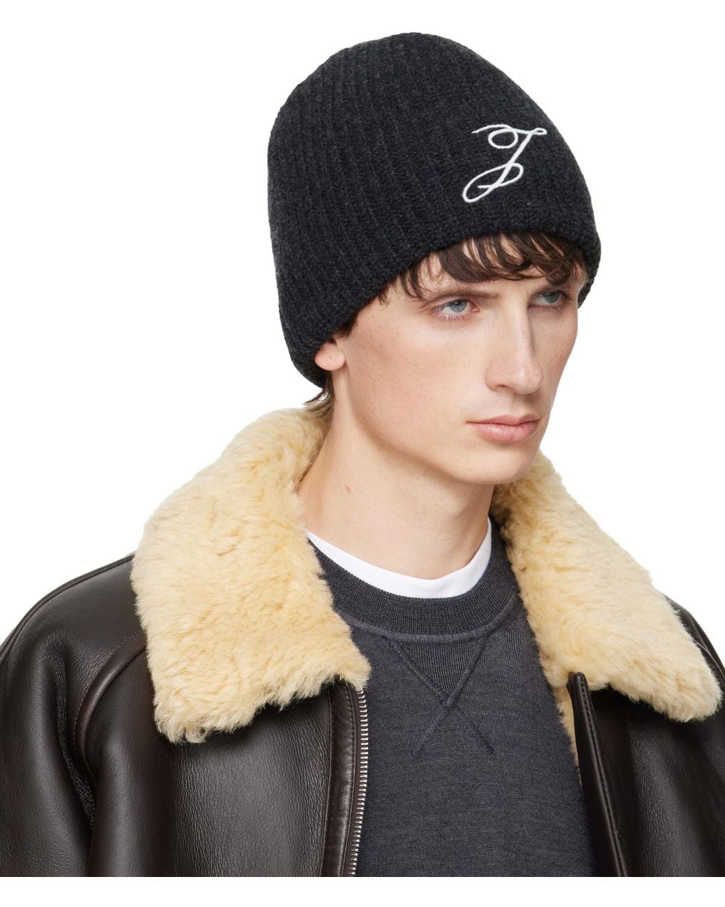 Jacquemus Black Spiral Beanie for men