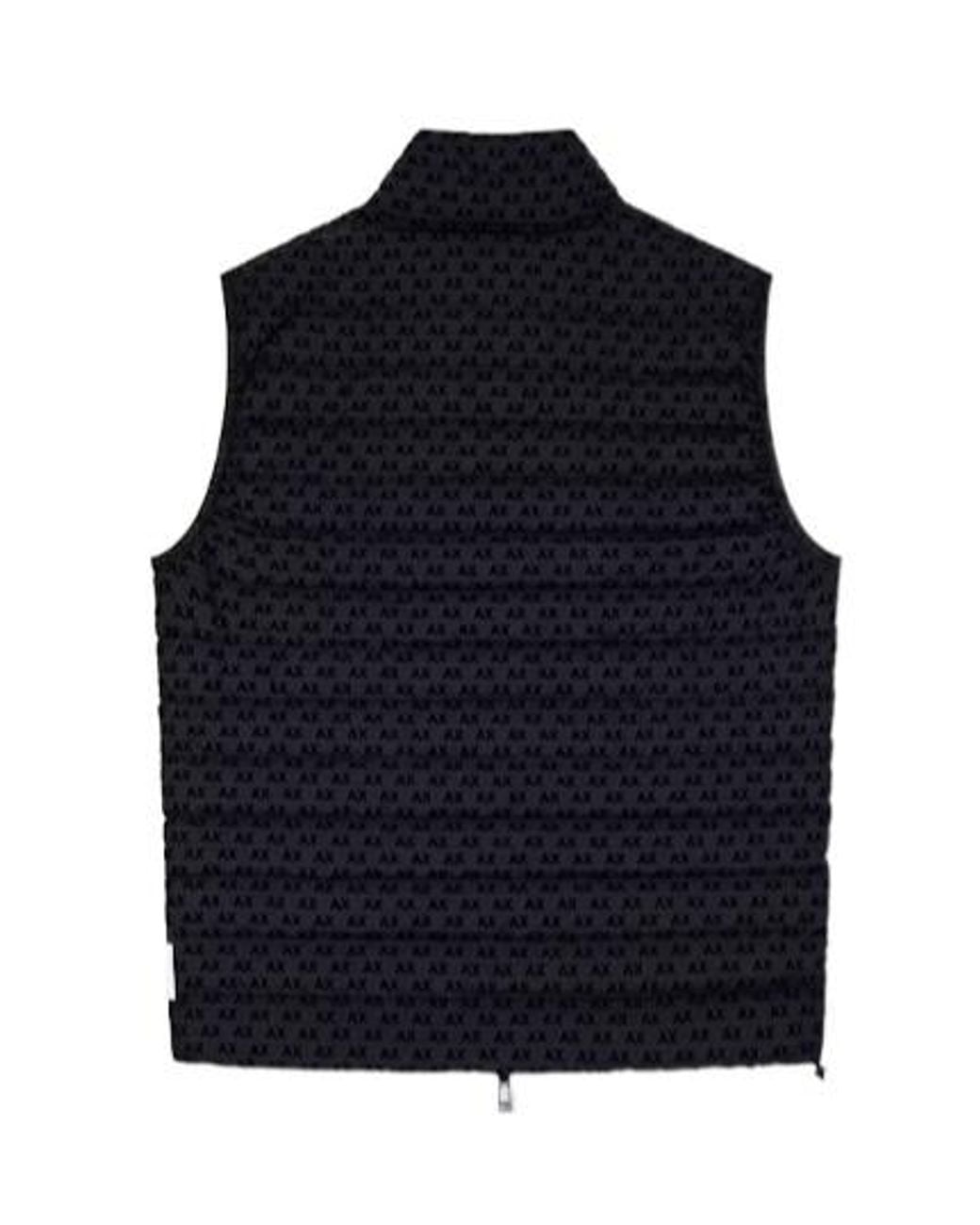 ARMANI EXCHANGE Blue All-Over Logo-Print Quilted Gilet for men