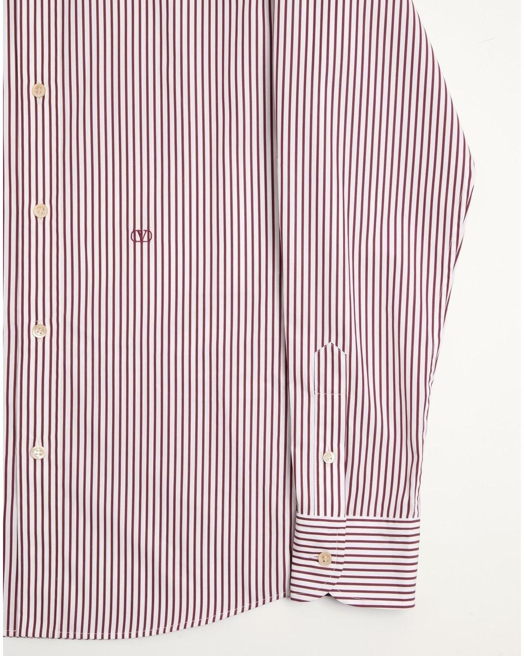 Valentino Pink Vlogo Embroidered Striped Shirt for men