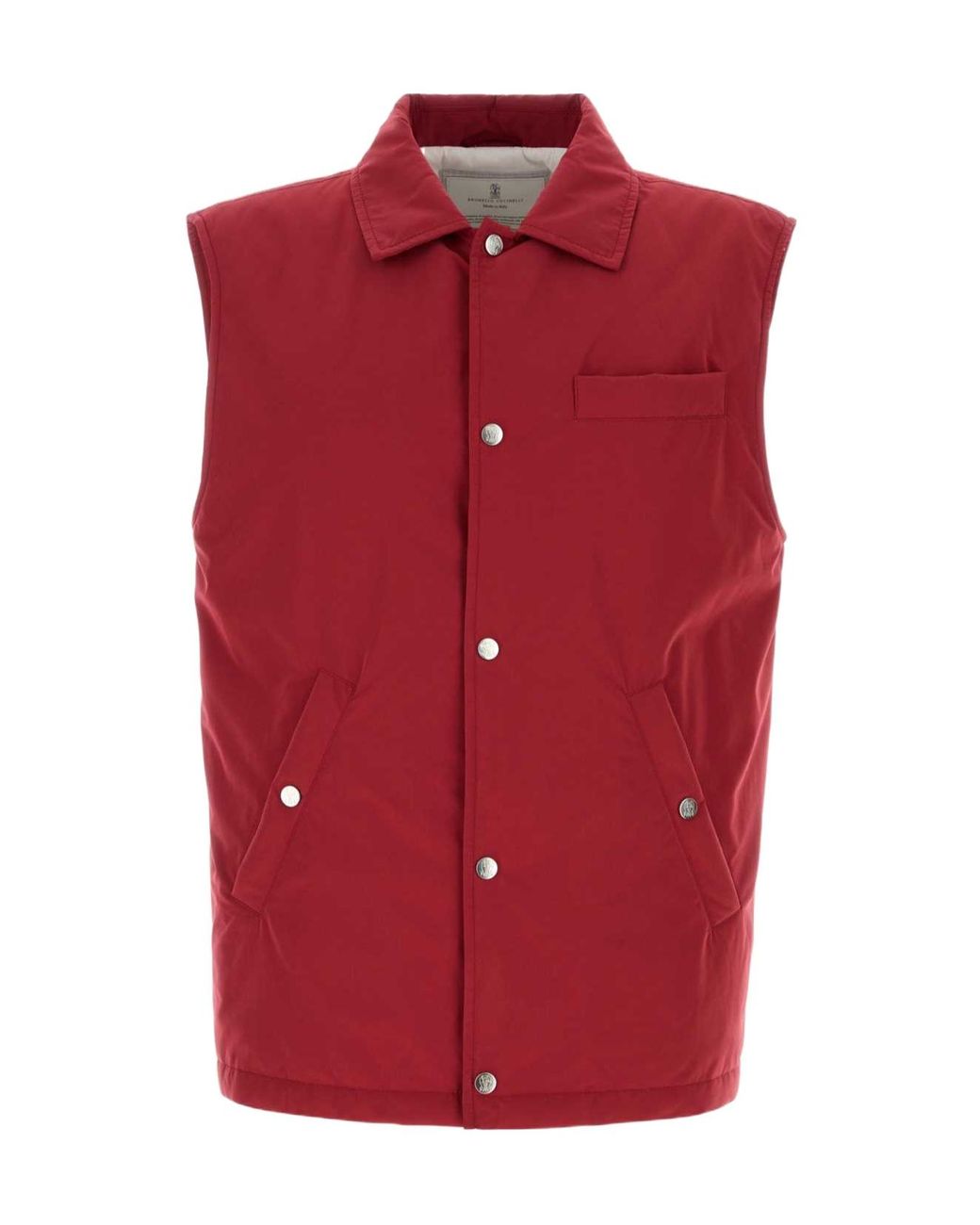 Brunello Cucinelli Red Thermore Button-Up Gilet for men