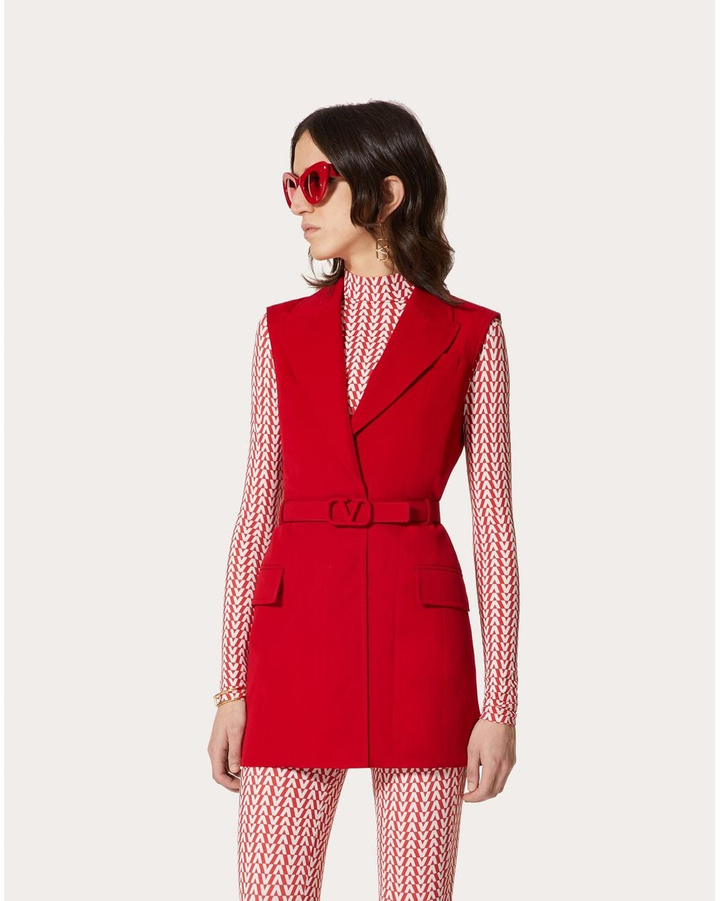 Valentino Red Vlogo Signature Sleeveless Jacket