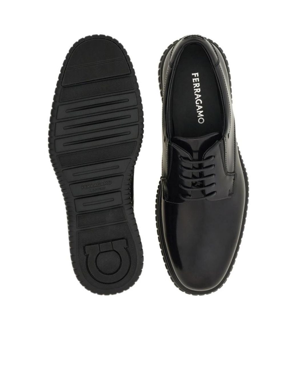 Ferragamo Black Casual Derby Shoe for men