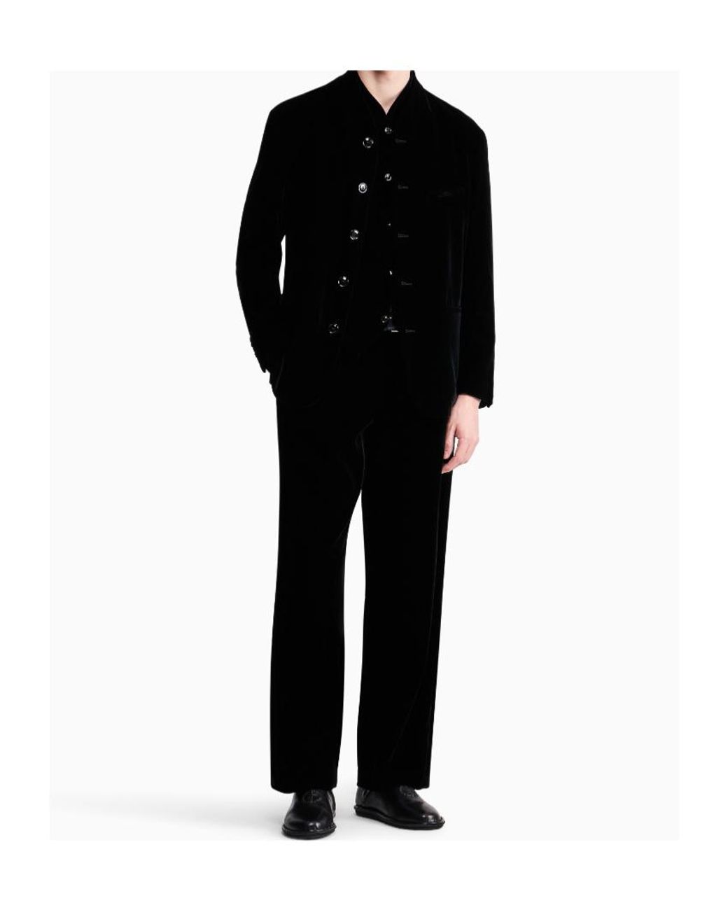 Giorgio Armani Blue One Shot Velvet Blazer for men