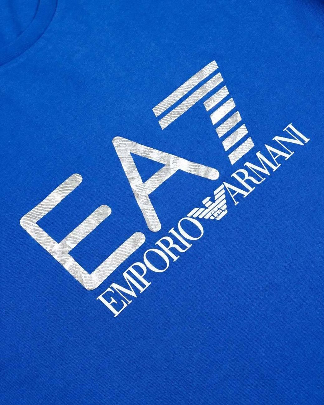 EA7 Blue Logo T-Shirt With Round Neck for men