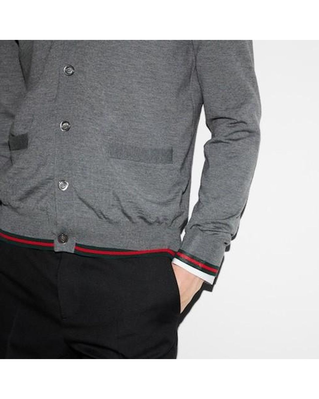 Gucci Gray Button-Up Knit Cardigan for men