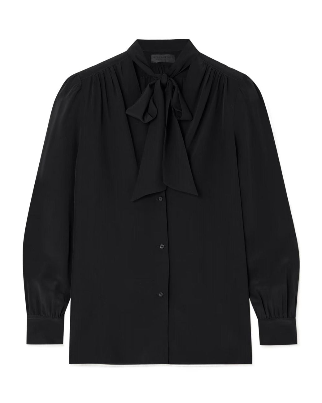 Nili Lotan Blue Tie-Neck Shirt