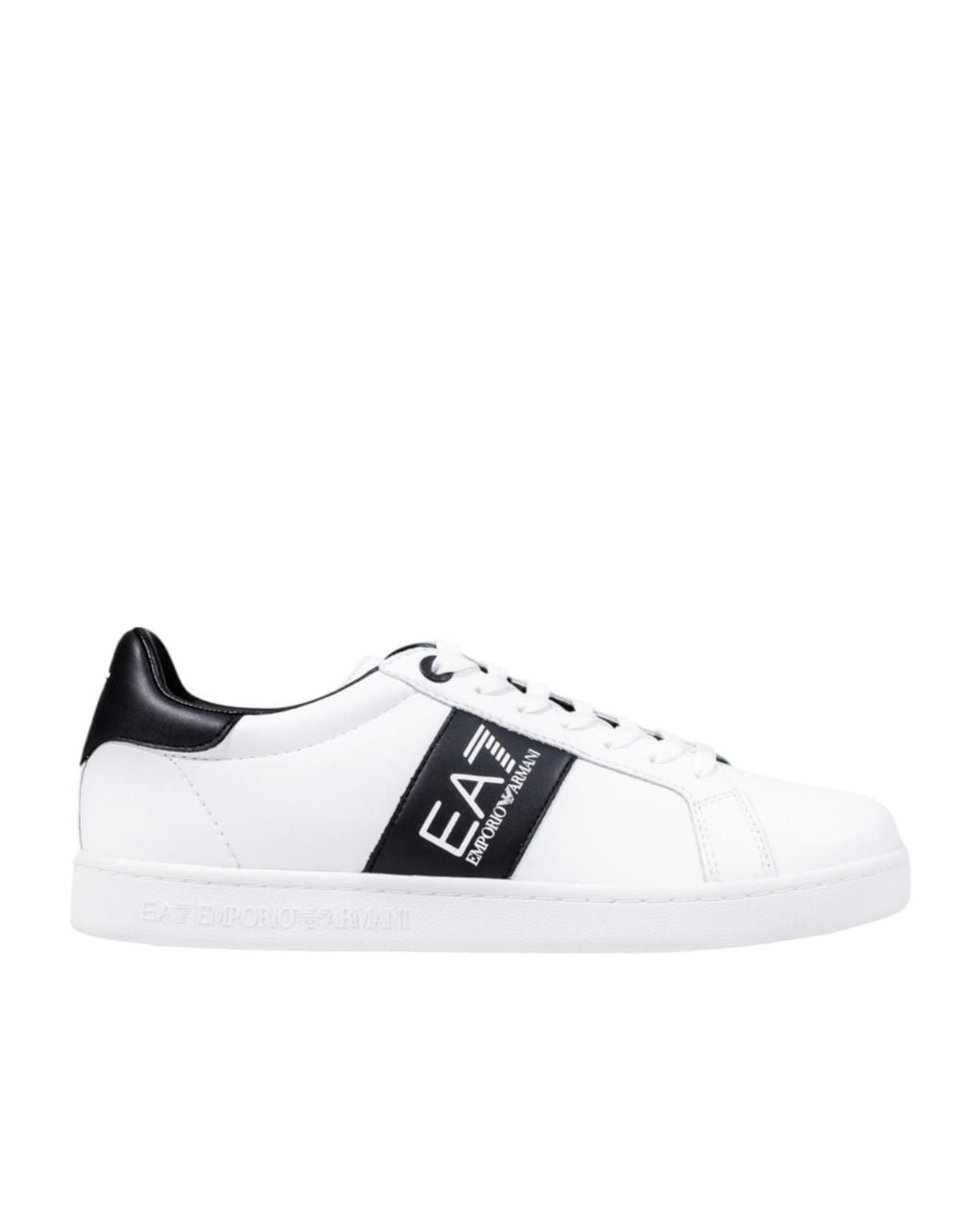 EA7 White Logo Printed Low-Top Sneakers for men