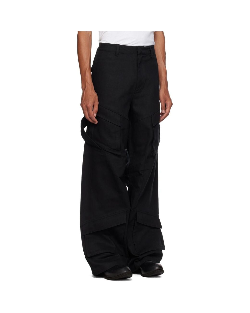HELIOT EMIL Black Cellulae Cargo Pants for men