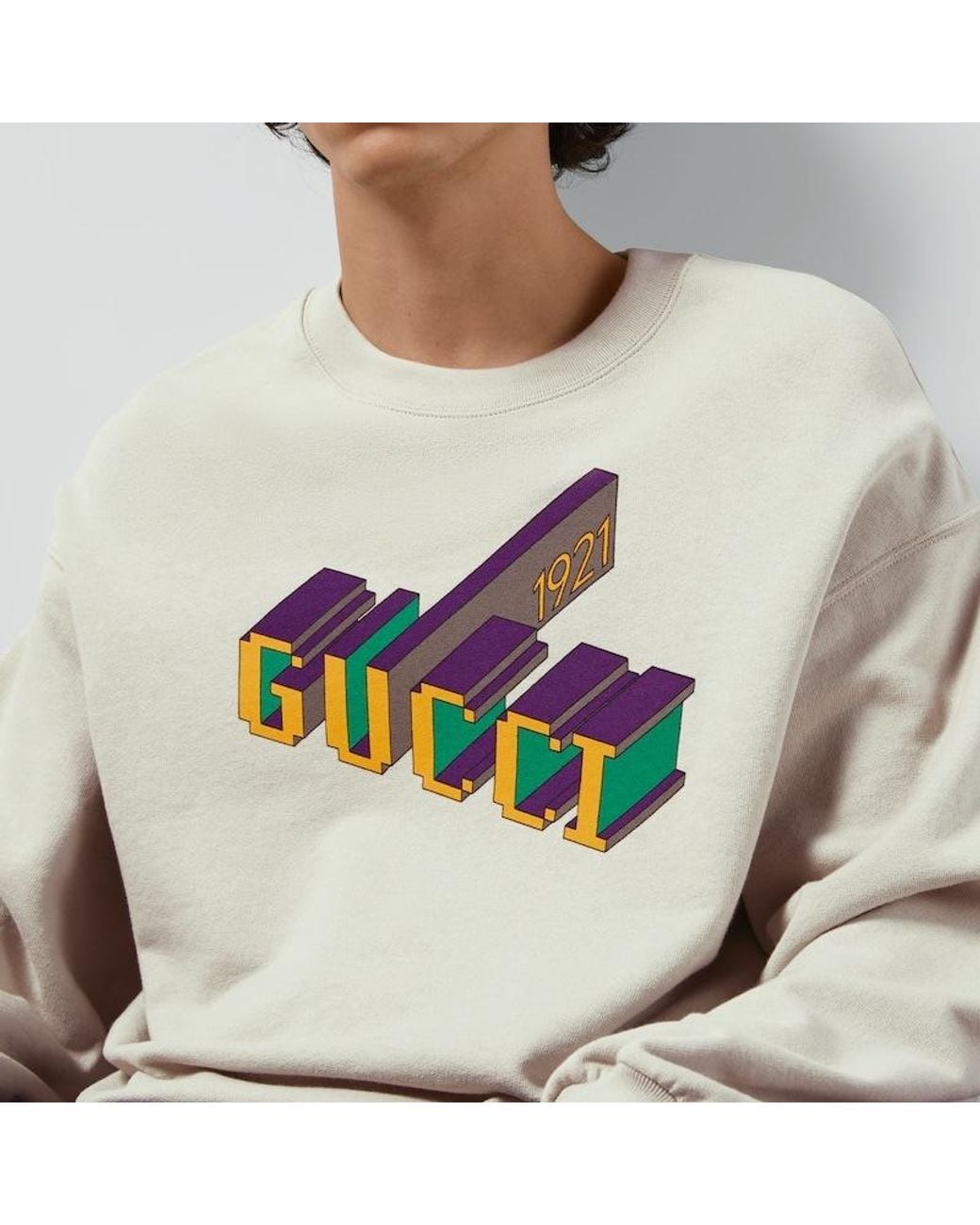 Gucci White Printed Jersey Sweatshirt for men