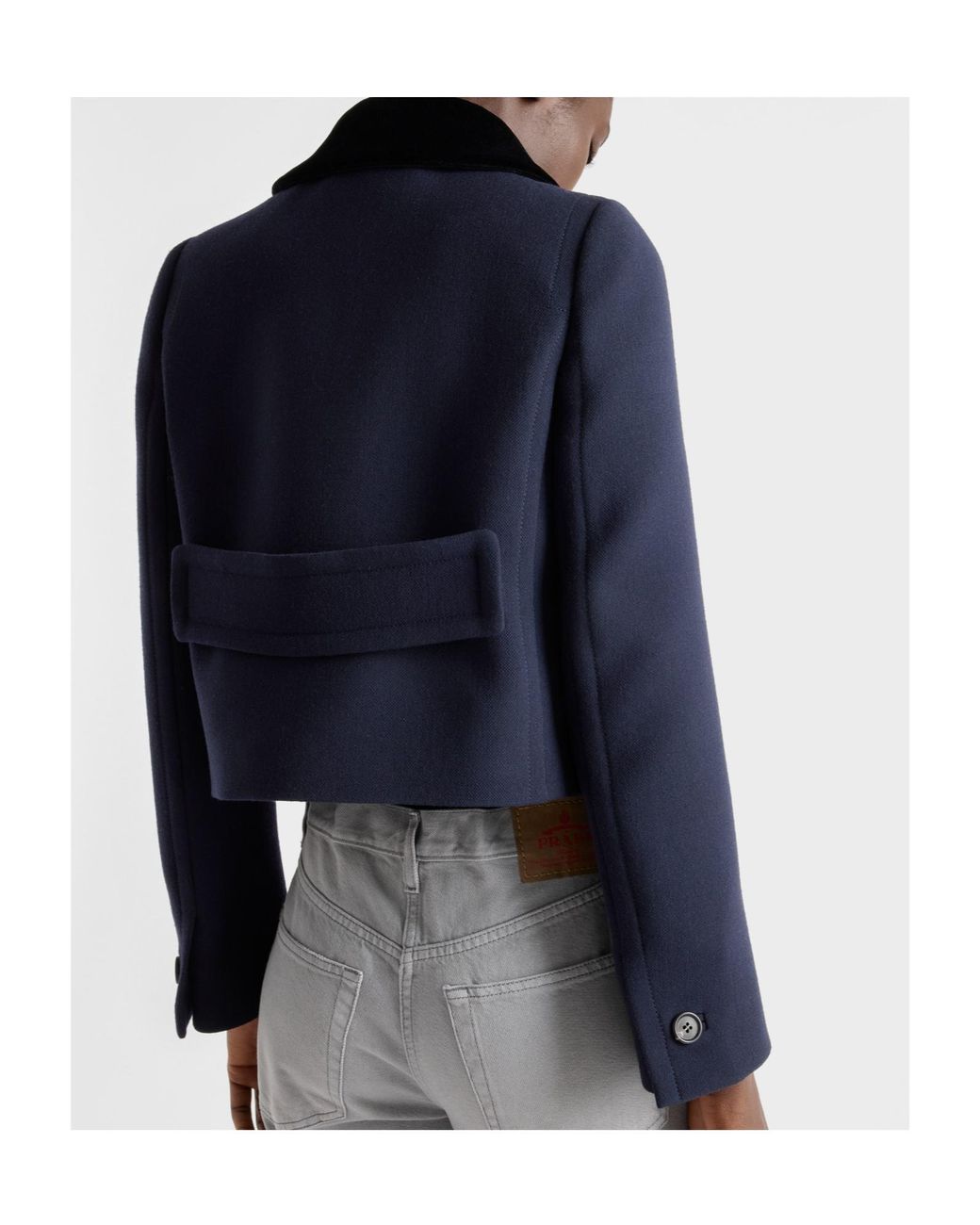 Prada Blue Single-Breasted Natté Fabric Jacket