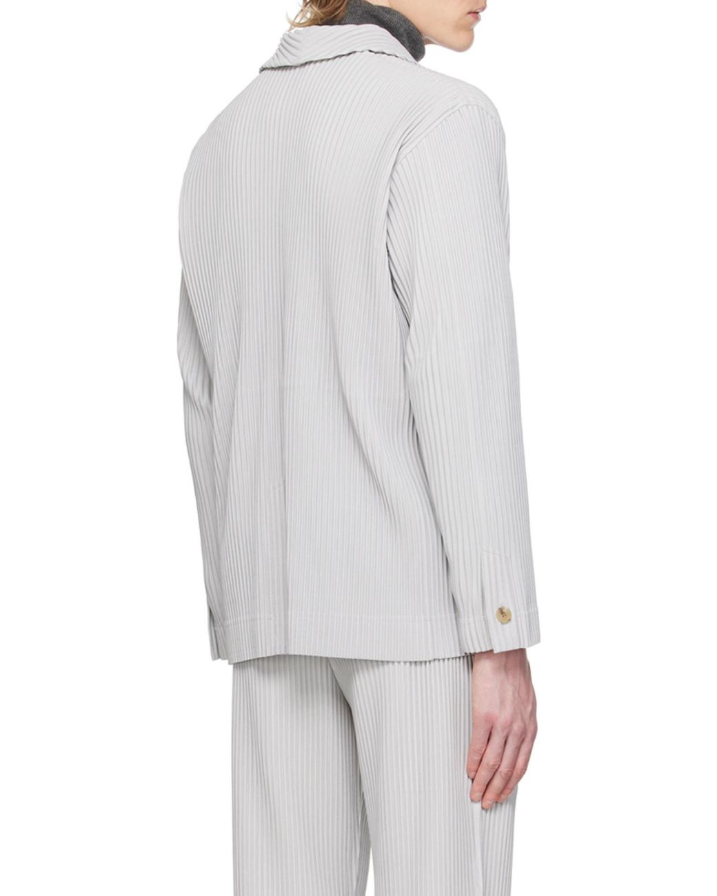 Homme Plissé Issey Miyake White Issey Miyake Single Breasted Pleated Blazer for men