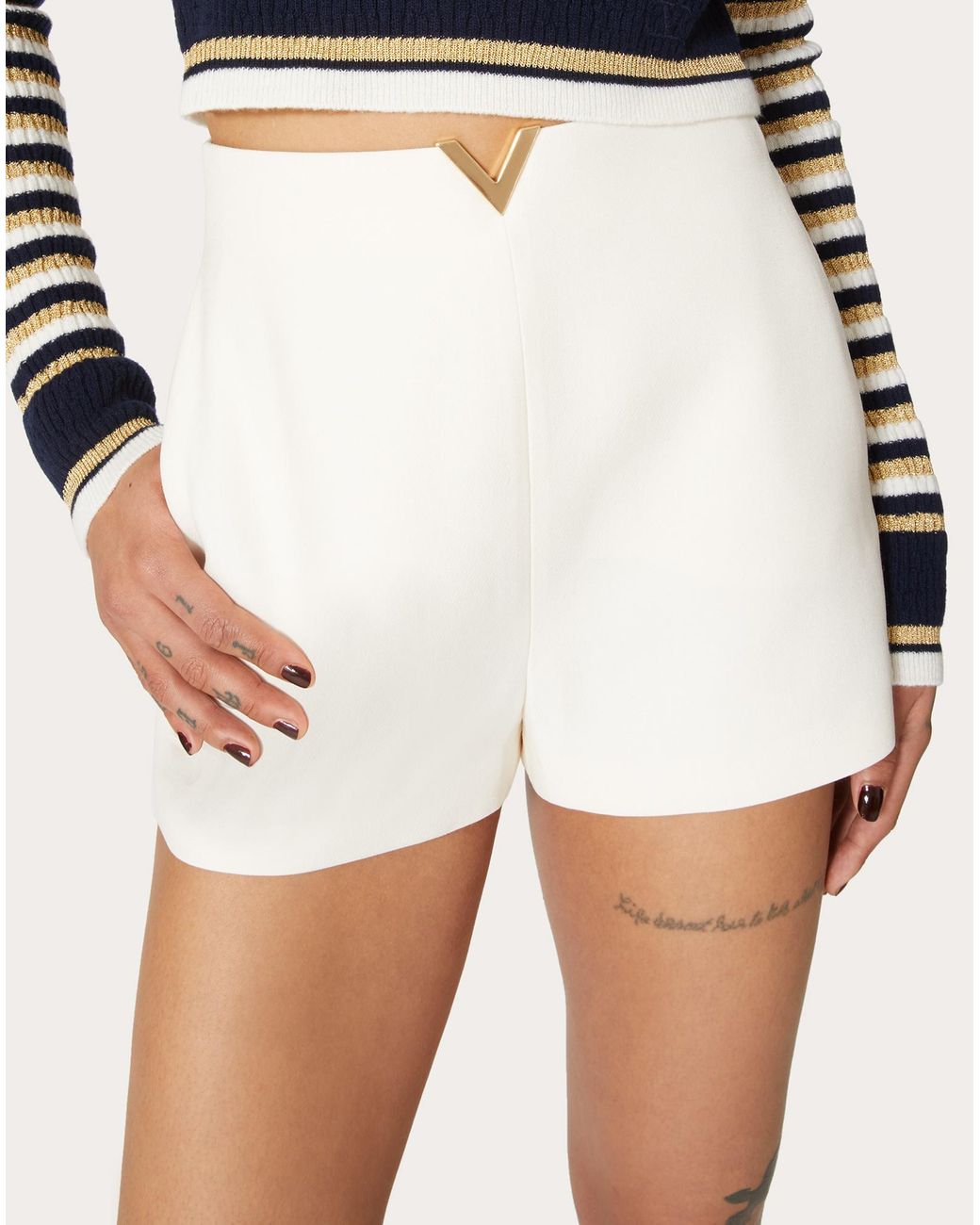 Valentino White Crepe Couture Shorts