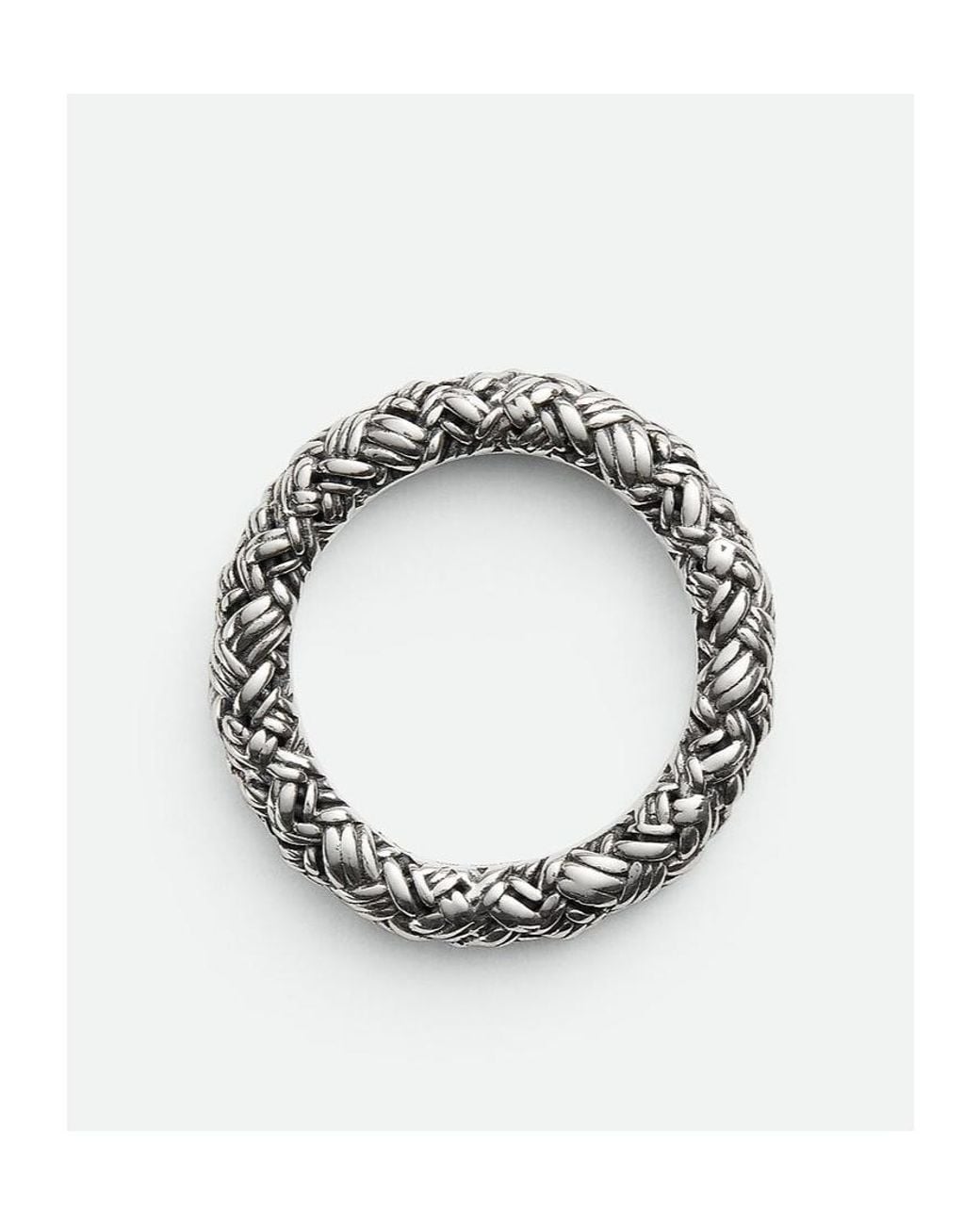 Bottega Veneta White Signature Intreccio Ring for men